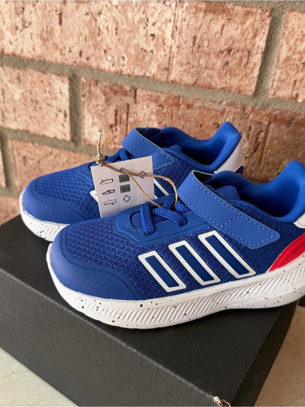 adidas Kids Royal Blue Velcro Sneakers with White Speckled Sole - Picture 5 of 6